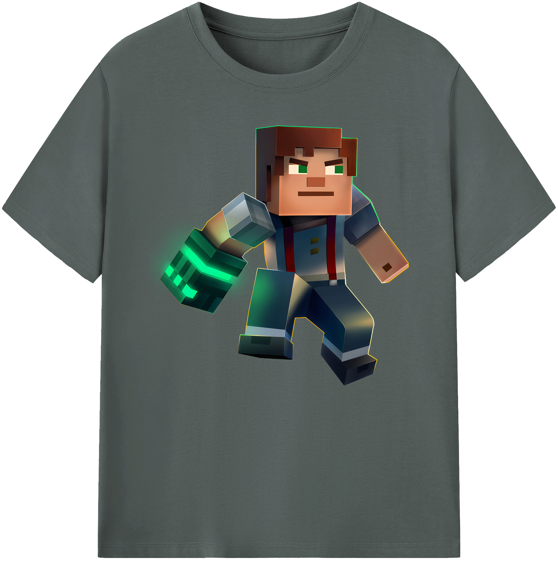 （画像用） マインクラフト ブロックの世界 Minecraft MC Block world 綿100％ メンズ半袖Tシャツ｜肌触りやわらか＆通気性